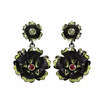 Модные женские серьги в стиле ретро, черные серьги-капли с фианитом розы, ювелирные изделия, милые серьги для женщин, Рождественский подарок чёрный