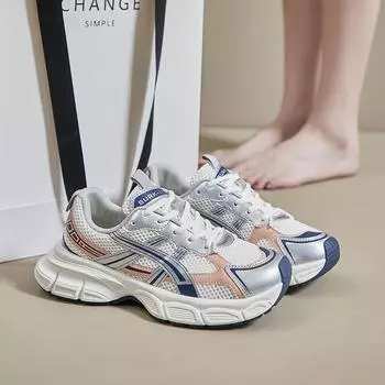 Модные женские сетчатые дышащие кроссовки для отдыха и спорта, износостойкие, увеличивающие износостойкость, сетчатые кроссовки Chaussure Femme на шнуровке 35 шампанского