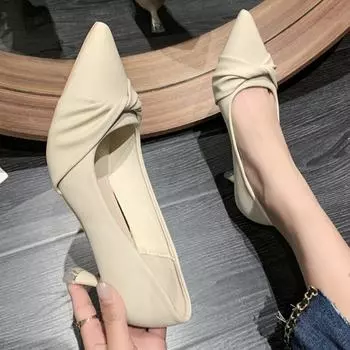 модные женские сексуальные заостренные туфли на высоком каблуке в стиле casual 2025 года, дизайнерские новые роскошные элегантные платья, модные офисные туфли-лодочки Zapatillas Mujer 33 бежевый