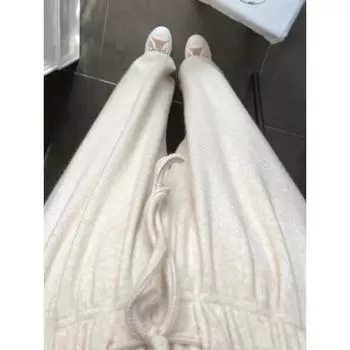 Модные женские шерстяные трикотажные брюки с широкими штанинами, осень-зима, высокая талия, завязка на шнурок, прямые повседневные брюки, однотонные, элегантные, свободные, длинные брюки 2365 S серый