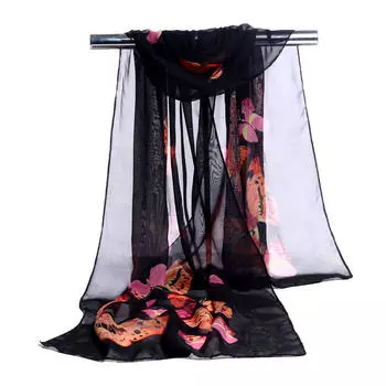 Модные женские шифоновые мягкие шарфы с запахом, женские шали, шарфы, шарфы чёрный