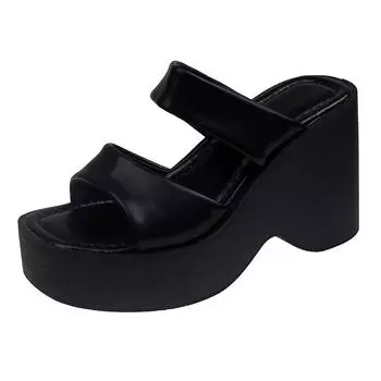 Модные женские шлепанцы на танкетке с застежкой-молнией 2024 года, летние пляжные сандалии на толстой платформе, женские, на толстой подошве, на высоком каблуке 34 золотой