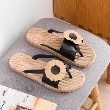 модные женские шлепанцы ПВХ женские тапочки нескользящие балетки модные женские сандалии с подсолнухами летняя женская универсальная пляжная обувь 36-37 абрикосовый