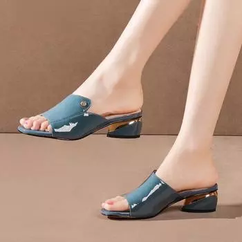 Модные женские шлепанцы, женские шлепанцы на квадратном каблуке, летняя обувь на высоком каблуке, уличные шлёпанцы с открытым носком, женские туфли-лодочки Zapato Mujer 34 бежевый