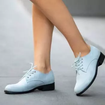 Модные женские синие замшевые оксфорды