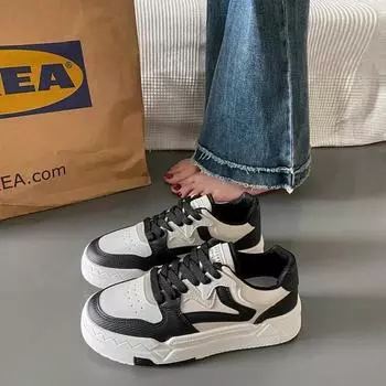 Модные женские снекеры 2024 года, осенняя мода, дышащие кроссовки для бега на платформе, повседневная обувь на шнуровке, вулканизированная обувь Zapatillas De Mujer 36 чёрный