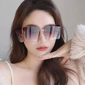 Модные женские солнцезащитные очки без оправы 2024 года — стиль знаменитостей в Интернете чёрный