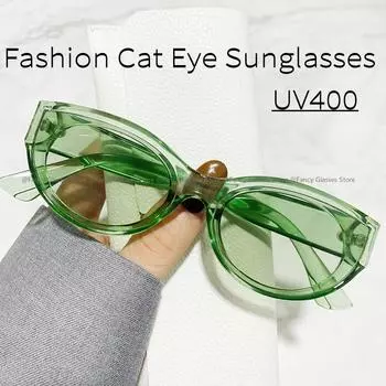 Модные женские солнцезащитные очки цвета конфет 2024 года, новые трендовые солнцезащитные очки с дизайном «кошачий глаз», мужские и женские очки для верховой езды в стиле ретро AS SHOWN оранжевый