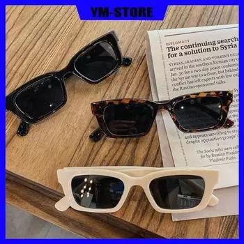 Модные женские солнцезащитные очки Мужские солнцезащитные очки Ретро Прямоугольные солнцезащитные очки для прыжков Di Модные женские солнцезащитные очки для уличной стрельбы Очки в стиле хип-хоп чёрный