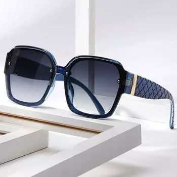 Модные женские солнцезащитные очки, новые индивидуальные очки с защитой от ультрафиолета, клетчатые металлические европейские крутые американские очки серый/белый