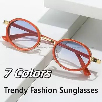 Модные женские солнцезащитные очки с защитой от ультрафиолета для мужчин и женщин, для отдыха на природе, с небольшой овальной оправой, солнцезащитные очки класса люкс для путешествий, в стиле панк, солнцезащитные очки