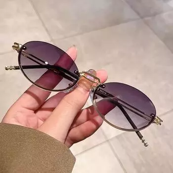 Модные женские солнцезащитные очки UV400 в стиле ретро, маленькие овальные солнцезащитные очки для украшения, путешествий, вождения, верховой езды, солнцезащитные очки для мужчин as picture