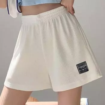 Модные женские спортивные брюки, повседневные женские милые шорты с высокой талией, элегантные универсальные широкие брюки, новые S чёрный