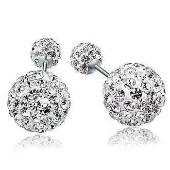 Модные женские стразы с двойным хрустальным шаром, серьги-гвоздики, ювелирные изделия One Size белый