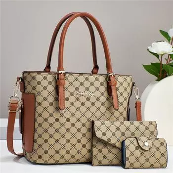 Модные женские сумки через плечо большой емкости, дизайнерские женские сумки, роскошная сумка-тоут из искусственной кожи для поездок на работу, комплект из 3 предметов, женские сумки