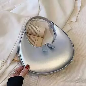 Модные женские сумки через плечо, простые серебряные сумки-хобо, повседневные женские сумки, новые женские сумки из искусственной кожи подмышками