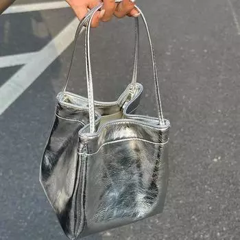 Модные женские сумки через плечо, роскошные трендовые женские сумки через плечо, маленькие квадратные сумки-ведра, серебряный кошелек и сумочка
