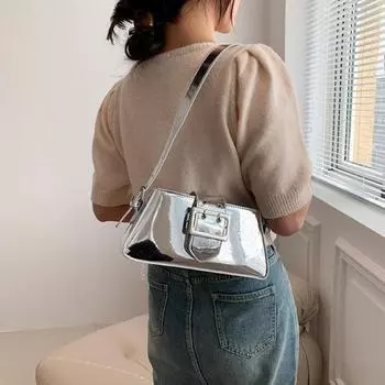 Модные женские сумки через плечо с клапаном, новые пикантные сумки для девочек из серебристой искусственной кожи, женские сумки через плечо в стиле Y2k для мотоциклистов