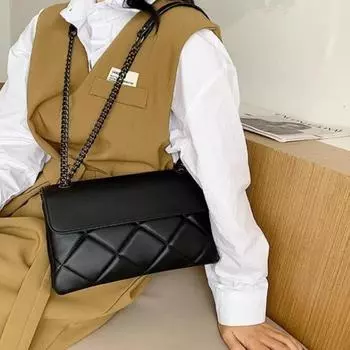 Модные женские сумки через плечо с ромбовидной решеткой, высококачественные сумки из искусственной кожи, женские роскошные маленькие квадратные сумки