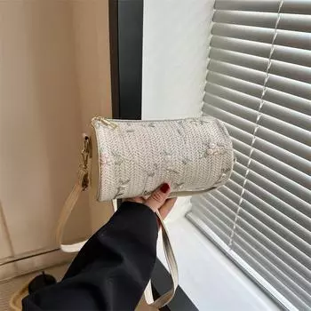 Модные женские сумки через плечо с вышивкой, летние трендовые универсальные женские сумки через плечо, повседневная женская сумка-бочка (20cm<Max Length<30cm)