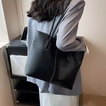 Модные женские сумки на одно плечо для поездок на работу, повседневные, простые, большой емкости, женская сумка из искусственной кожи, однотонные, дорожные сумки (30cm<Max Length<50cm)