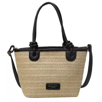 Модные женские сумки на одно плечо, плетеные, в праздничном стиле. чёрный