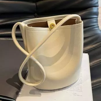 Модные женские сумки на одно плечо в корейском стиле, летние новые простые однотонные популярные женские сумки-ведра (20cm<Max Length<30cm)