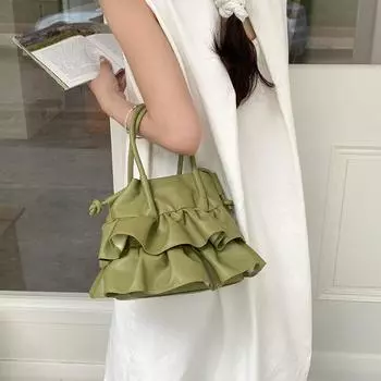 Модные женские сумки на ремне, новая юбка-торт, плиссированная оборка, подмышечная сумка, корейский стиль, сумка через плечо из искусственной кожи, сумка для отдыха, ручная сумка
