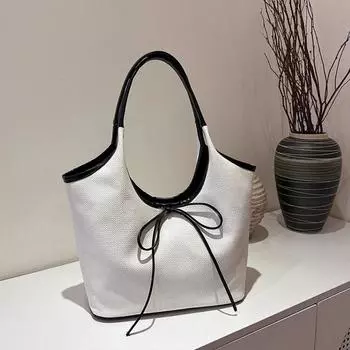 Модные женские сумки на ремне с бантом, простая большая вместительная сумка с застежкой-ручкой сверху, новая женская дорожная сумка