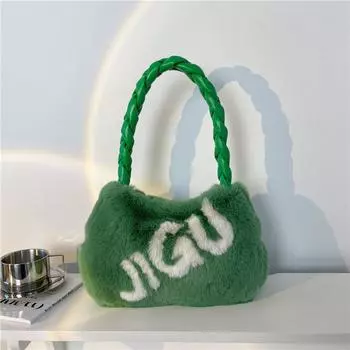 Модные женские сумки. Новые маленькие свежие сумки. Модные плюшевые сумки на ремне подмышками. Женские сумки. one size хаки