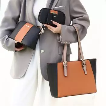 Модные женские сумки, переносные сумки через плечо для детей и мам, вместительные сумки из трех частей. черный коричневый