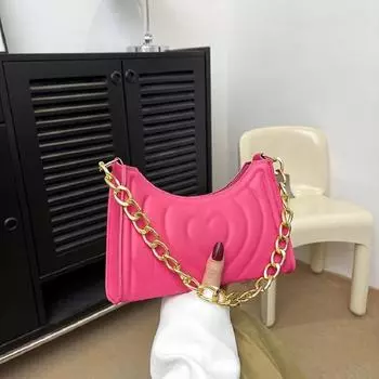 Модные женские сумки с цепочкой подмышками, небольшие сумки с тиснением в форме сердца, винтажная сумка-тоут из искусственной кожи, повседневные женские сумки на плечо