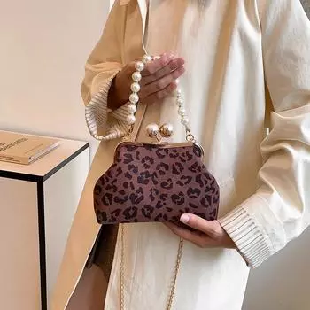 Модные женские сумки с жемчугом, роскошные французские дизайнерские сумки через плечо с леопардовым принтом, женские высококачественные сумки Cossbody для женщин