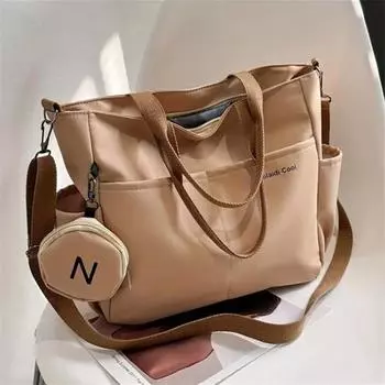 Модные женские сумки-тоут, простая холщовая сумка большой вместимости, легкая сумка на плечо для путешествий с мини-кошельком на молнии 30X27X11cm белый