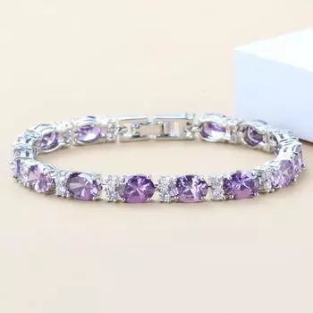 Модные женские свадебные аксессуары с бантом 925 пробы, женский браслет с кубическим цирконием 12 цветов, ювелирные изделия 18cm красный