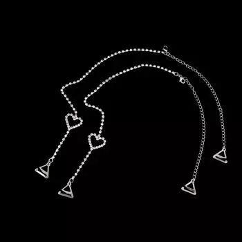 Модные женские свадебные выпускные стразы 1 пара бретелей бюстгальтера в форме сердца серебряный