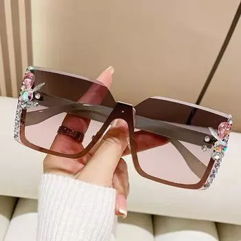 Модные женские сверкающие квадратные солнцезащитные очки со стразами, женские модные градиентные очки с кристаллами для карнавала, новинка