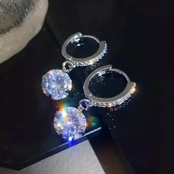 Модные женские сверкающие серьги-капли с подвеской-шармом, серьги с бриллиантами, ювелирные изделия серебряный