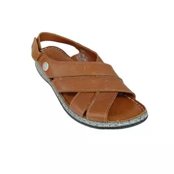 Модные женские светло-коричневые сандалии из натуральной кожи