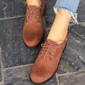 Модные женские светло-коричневые замшевые оксфорды