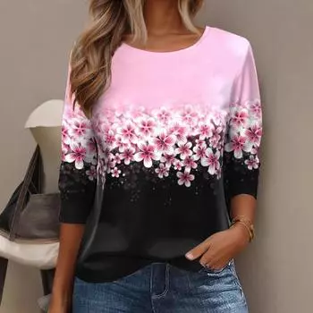 Модные женские свободные футболки с длинным рукавом с 3D-принтом для женщин S персиковый