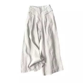 Модные женские свободные летние тонкие брюки с высокой талией большого размера, повседневные прямые брюки L бежевый