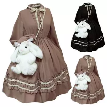 Модные женские свободные лоскутные платья в стиле колледжа с длинными рукавами One Size чёрный