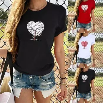 Модные женские свободные повседневные топы с круглым вырезом и короткими рукавами с принтом, женская уличная футболка