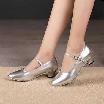 Модные женские танцевальные туфли для бальных танцев, латиноамериканского танго, чачи, вальса, кожаные туфли на высоком каблуке с закрытым носком, высота каблука 3,5 см 34 чёрный