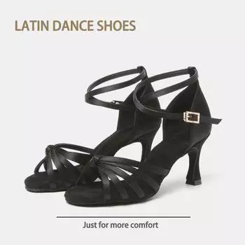 Туфли для латиноамериканских танцев для женщин Профессиональная танцевальная обувь для бальных вечеринок Сальса Танцы Упражнения Обувь для выступлений 34 чёрный