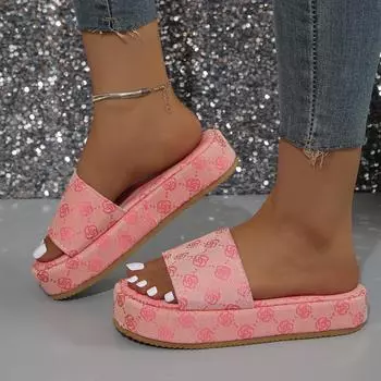 Модные женские тапочки 2024 года, летние модные босоножки на платформе, толстая подошва, однотонные тапочки для вечеринок, женские шлепанцы Zapatos De Mujer 36 коричневый