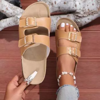 Модные женские тапочки 2024 года, летние мягкие сандалии на пробковой подошве, женские удобные пляжные шлепанцы, женские шлепанцы, женские туфли-слайды 35 жёлтый