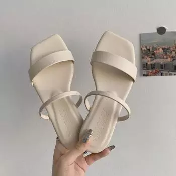 Модные женские тапочки 2024 года, летняя новая корейская версия, повседневная пляжная обувь с открытым носком, для ношения в помещении и на открытом воздухе, сандалии 36 бежевый