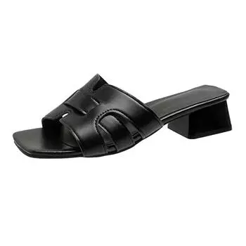 Модные женские тапочки 2024 года, летняя обувь на плоской подошве, роскошные уличные тапочки, пляжные шлепанцы, женские сандалии, трендовые брендовые дизайнерские тапочки для женщин 36 чёрный